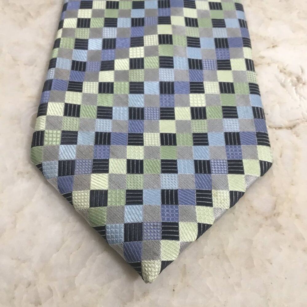 GIORGIO BRUTINI SILK MULTICOLOR BLACK SQUARE TIE